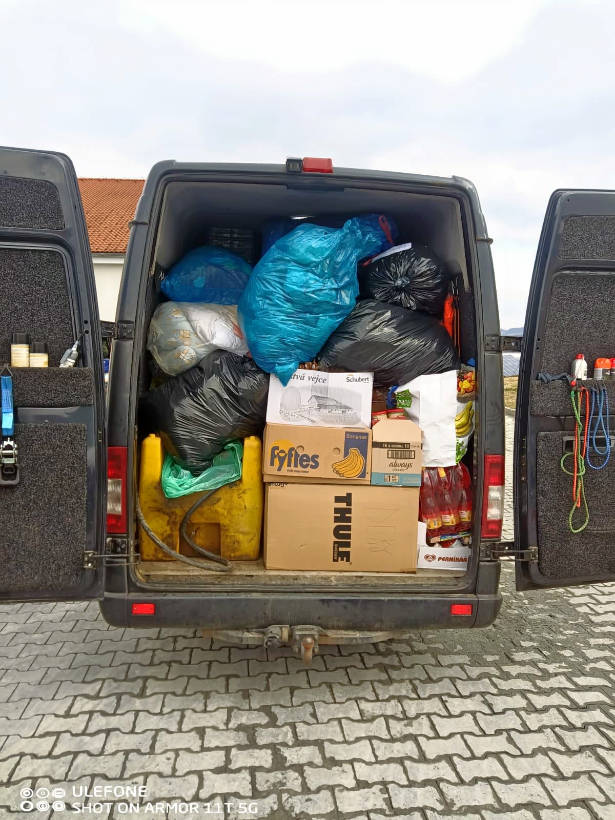 Van car packed with emergency material ready to leave for Ukraine.